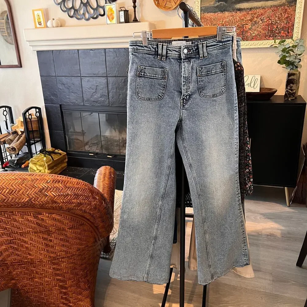 Paris Atelier & Other Stories Jeans Womens Size 29 Patch Pockets Wide Leg
